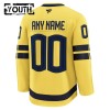 Sverige tröja Customized 4 Nations Face Off 2025 Fanatics Premium Gul - NHL Tröjor Barn